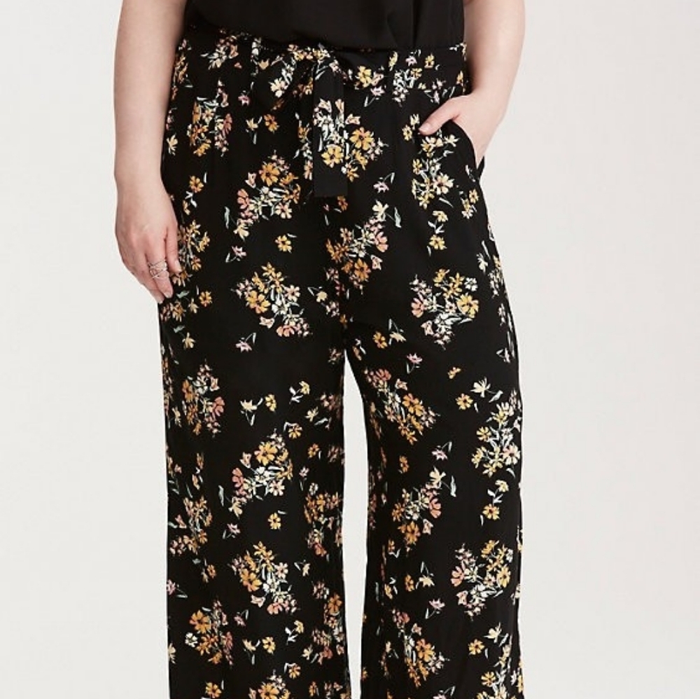 Torrid Wide Leg Floral Tie Front Pants